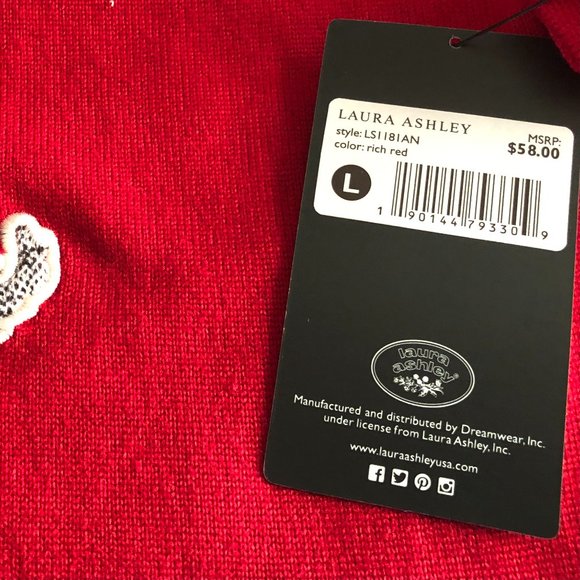 LAURA ASHLEY 2 Pc Winter Puppy Red Pajamas Size Large - Picture 6 of 7